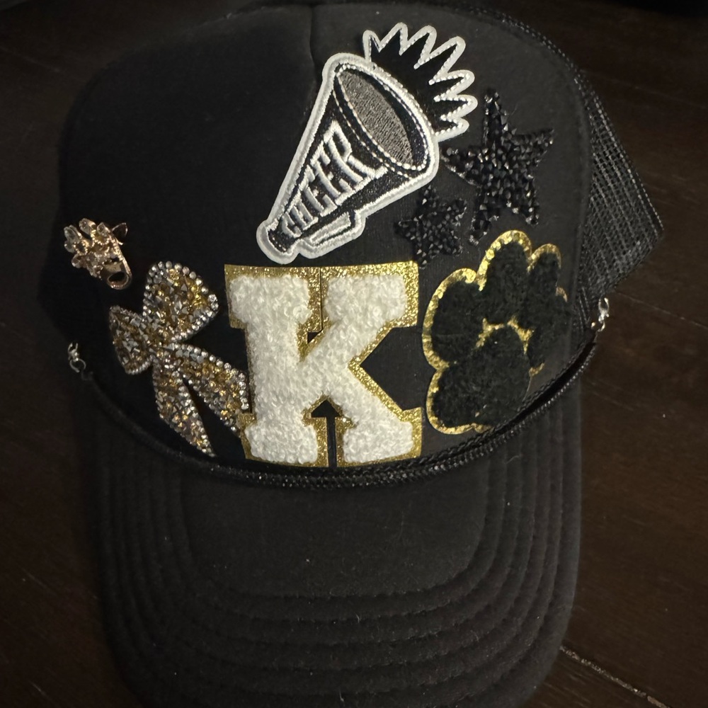 Kids Black and Gold Embellished Cap